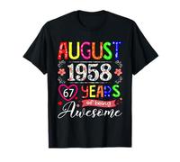 67 Year Old August 1958 Floral 67th Birthday Girl Women T-Shirt