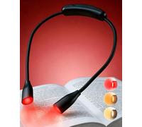 670nm Red Neck Light Book Light for Reading in Bed,3 Color Temperatures Dimmable USB Rechargeable Clip On Red Night Light for Sleep,Eye Comfort,Portable Booklight for Reading, Crafts, Knitting