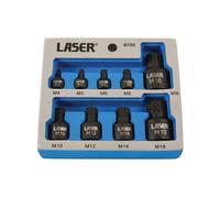 Laser Exhaust Technology Low Profile Spline Socket Bit Set 6725, Silver, 1/4" 3/8" 1/2", 9pc