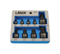 Laser Exhaust Technology Low Profile Spline Socket Bit Set 6725, Silver, 1/4" 3/8" 1/2", 9pc