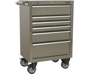 675 x 460 x 1050mm 6 Drawer Portable Tool Chest STAINLESS STEEL Mobile Storage