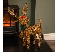Samuel Alexander 67Cm Battery Operated Light Up Brown Christmas Reindeer With Red Nose & 80 Warm White Leds
