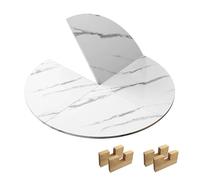 67in Round Foldable Table Top Extender - Marble Finish Legless Space-Saving Design Fits 39-79in Tables Ideal for Dining & Patio Multipurpose Use Easy to Store