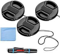 67mm Lens Cap Bundle, 3 Pack Universal Snap on Front Centre Pinch Lens Cover Set with Microfiber Lens Cleaning Cloth for Canon Nikon Sony Olympus DSLR Camera + Camera Lens Cleaning Pen