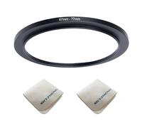 67mm Lens to 77mm Camera Lens Adapter 67mm to 77mm Step Up Ring Adapter Ring for All Brands of UV ND CPL, with Premium Lens Wiping Cloth 2 Pack (67mm-77mm)