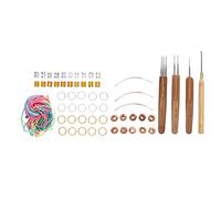 67pcs Dreadlocks Crochet Loop Set, Hair Extensions Tool Set, Metal Hair Loops for Braiding Hair, Wooden Beads Piercing Needle for Parties, Film Festivals