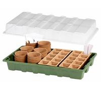 67pcs Seed Starter Kit with Propagator Tray & Clear Humidity Dome - Biodegradable Pots & Cell Seed Trays for Indoor & Outdoor Plant Growing, Complete Propagation Set for Flowers, Herbs & Vegetables
