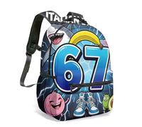 67th Birthday 16 Inch Summer Cake Palm Tree Crab Surfboard Print Rucksack, 360 All-over Graphic School Bag for Kids Children Adults (32)