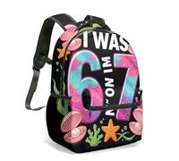 67th Birthday 16 Inch Summer Cake Palm Tree Crab Surfboard Print Rucksack, 360 All-over Graphic School Bag for Kids Children Adults (29)