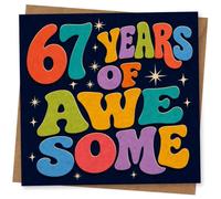 67th Birthday Card, 67th Birthday Card for Her or Him, Retro Colourful Typographic Design, Fun Age for 67 Year Old