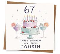67th Birthday Card, Elegant Cake Design