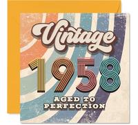 67th Birthday Card for Men Women - Vintage 1958 Aged To Perfection - Happy 67 Birthday Cards for Auntie Nanny Husband Friend Dad Cousin, 145mm Bday Greeting Cards