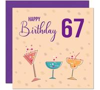 67th Birthday Card for Women - Cocktails - Any Age ladies Birthday Card for 67 Year old Sixty Seven Sixty Seventh