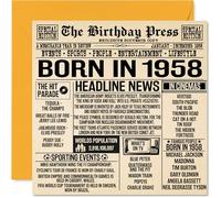 67th Birthday Cards for Men Women - Born In 1958 Newspaper - Happy 67 Birthday Card for Grandad Grandma Nan Vintage Retro Back In 1958, 145mm Bday Greeting Cards