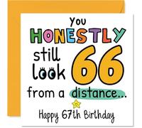 67th Birthday Cards for Men Women - From a Distance - Happy Birthday Card for 67 Year Old Man Woman Dad Grandma Wife Sister, 145mm Bday Greeting Cards