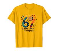 67th Birthday Gift: Still a Work in Progress T-Shirt, Men, Bright Gold, M
