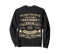 67th Birthday Gifts For Men November 1958 67 Year Old Bday Sweatshirt