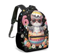 67th Birthday Milestone Backpack, Sugar-Rush Maximalist Print Graphic Rucksack, 16-Inch Large Capacity Travel Bag for Adults & Students
