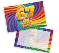 67th Birthday Party Invitations Men Women - Now It's Party Time 20 Pack - Adults Birthday Invitations for Friends Family A6 Bday Party Invites Invitation Cards with Folding Envelopes