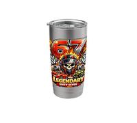 67th Birthday Racing Car Motorcycle Legendary Skull for Men Stainless Steel Insulated Tumbler