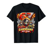 67th Birthday Racing Car Motorcycle Legendary Skull for Men T-Shirt