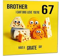 67th Brother Birthday Card - Cheese Pun Funny Brothers Birthday Card for 67 Year old Sixty Seven Sixty Seventh