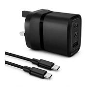 67W USB C Charger, 3-Port Fast Wall Charger Plug with 2m 240W Type C Cable, Dual USB C + USB A Fast Adapter Compatible with Mac book Pro/Air, i Phone 15 14 Pro Max, i Pad, S24