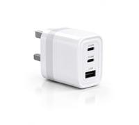 67W USB C Charger, 3-Port Fast Wall Charger Plug with 2m 240W Type C Cable, Dual USB C + USB A Fast Adapter Compatible with Mac book Pro/Air, i Phone 15 14 Pro Max, i Pad, S24 (White)