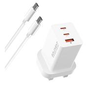 67W USB C Charger, MacBook Charger PPS 3-Port GaN Ⅲ PD Fast Wall Charger Plug with 100W Type-C Cable for Macbook Pro/Air, Dell XPS 13, HP Laptops, iPhone 16/15/14/13, Galaxy S24 Ultra/S23 (White)