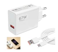 67W USB C Fast Charger, Compatible with Xiaomi 15/14/13/12T/12S Pro Lite Ultra and Redmi Note 14/13/12S as well as Poco F7/X7 Pro/F5/M6, Includes 2 m Type-C Data Cable, Compact, Reliable Turbo