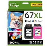 67XL Ink Cartridges Black/Color Combo Pack for HP Ink 67 for HP 67XL Printer Ink Fit for HP DeskJet 2700e 2700 2855e 2800 2755e 2755 4155e 4255e Envy 6000 6055e 6455e Printer
