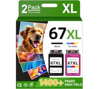 67XL Printer Ink Compatible for HP Ink 67 Replacement for HP67 67XL Ink Cartridges Black/Color Combo Pack Fit for DeskJet 4155e 2800e 2700e 2855e 2755e 4255e for Envy 6000 6055e 6400 6455e Printer Ink