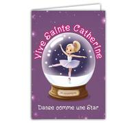 68-1348 Card Vive Sainte Catherine 25 November Wish a Happy Party to a Little Girl Dancer Star Classic Dance Ballet Snowball Tutu with White Envelope 12 x 17 cm