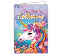 68-1357 Greeting Card Saint Catherine 25 November Wish a Happy Birthday to a Young Girl Unicorn Horse Fantasy Pony Mane Rainbow Flower with White Envelope 12 x 17 cm