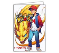 68-1363 Card Vive Saint Nicholas 6 December Wish a Happy Birthday to a School Boy Who Loves Fantastic Monsters to Collect - With White Envelope Size 12 x 17 cm - Made in France