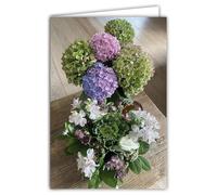68-4036 Photo Card Flowers Hydrangeas Bouquet Country Bouquet Closed Format 17 x 11.5 cm White Interior for Writing Your Greeting Message Any Occasion Comes with an Envelope - Made in France