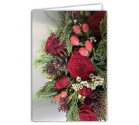 68-4038 Photo Card Bouquet Flowers Red Roses Closed Format 17 x 11.5 cm White Interior to Write Your Greeting Message for Any Occasion Comes with an Envelope - Made in France