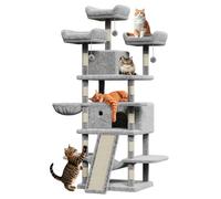 68.5-Inch Multi-Level Cat Tree for Indoor Cats Large Adult Heavy Duty Cat Tower for Large Cats with 2 Condos/Plush Perches/Sisal Scratching Posts/Hammocks/Basket/Dangling Balls, #2601 Light-Grey