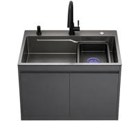 68/80 CM Freestanding Stainless Steel Outdoor Kitchen Sink Cabinet
