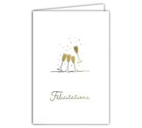 68-9006 Congratulations Card Champagne Flutes Toasting Fine Gold Illustration Glossy Delicate on Matte Paper with White Envelope Size 12 x 17.5 cm Made in France