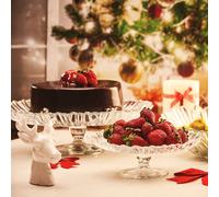 68/96mm Ribbed Large Glass Footed Cake Dessert Pastry Plate Stand Party Display