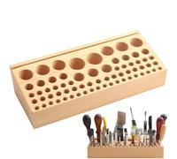 68 Holes Leather Craft Tool Rack Leather Stamp Tools Holder Stamping Punching Tools Stand Wooden Leather Tools Rack