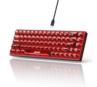 68% Mechanical Gaming Keyboard LED Backlit Compact 68 Keys Mini Wired Professional Gaming Keyboards, Sound Absorbing Pads for PC Laptop Windows Gamer-Red