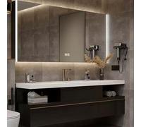 68" Modern Bathroom with Single Sink Sintered Stone Top Smart LED Defog Mirror Wall-Mounted Floating Design Spacious Sto for Master Bath Upgrade
