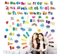 68 PCS Alphabet & Letters Wall Decals, Self-Adhesive Vinyl Stickers-Letter, Weather, Number, Animal, Shape & Color, Educational ABC Letter Room Decors for Playroom, Classroom, Bedroom, Nursery, Wall