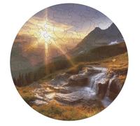 68 PCS Jigsaw Puzzle for Adults Personalized Picture Puzzle Mountain Sunrise Landscape Customized Wooden Puzzle for Family, Birthday, Wedding, Game Nights Gifts Animal Alien Shape Puzzle