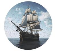 68 PCS Jigsaw Puzzle for Adults Personalized Picture Puzzle Old Sailing Ship Customized Wooden Puzzle for Family, Birthday, Wedding, Game Nights Gifts Animal Alien Shape Puzzle