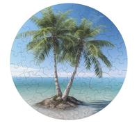 68 PCS Jigsaw Puzzle for Adults Personalized Picture Puzzle Sea Palm Trees Customized Wooden Puzzle for Family, Birthday, Wedding, Game Nights Gifts Animal Alien Shape Puzzle