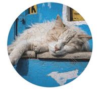 68 PCS Jigsaw Puzzle for Adults Personalized Picture Puzzle Sleeping Little Cat Customized Wooden Puzzle for Family, Birthday, Wedding, Game Nights Gifts Animal Alien Shape Puzzle