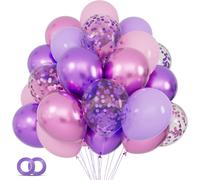 68 Pcs Pink and Purple Balloons, 12 Inch Confetti Balloon, Metallic Purple Pink